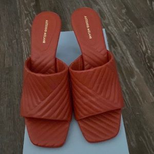 Brand new. Antonio Melani Maxie leather square dress sandals. True to size.